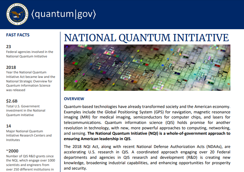 The National Quantum Initiative Act: Government Support Fueling Quantum Computing Education