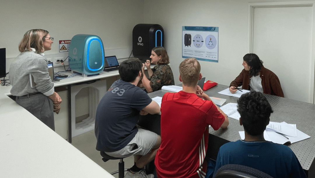 University students learning quantum computing principles using SpinQ Desktop Quantum Computer